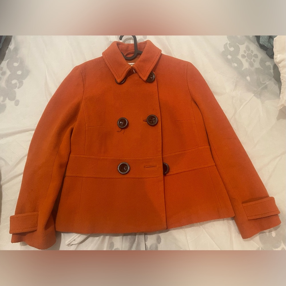 Talbots Orange Women Petite Wool Coat